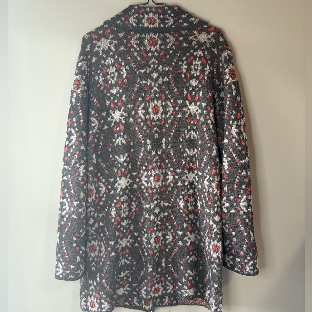 Free People size M Aztec Geo Print Long Cozy Jacket, Wool and Alpaca blend - Picture 7 of 7